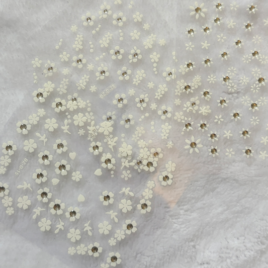 White Floral Nail Stickers