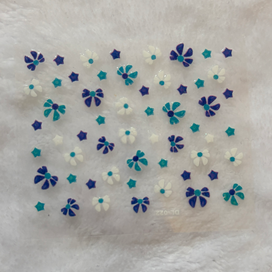 White/Blue Bow Nail Stickers